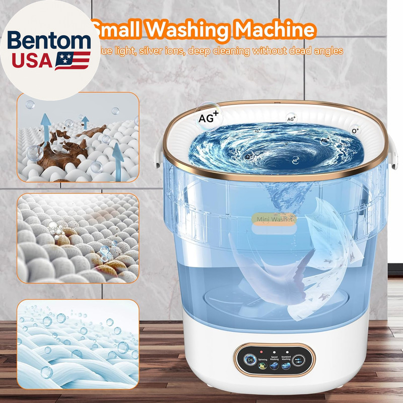 Portable Washing Machine, Folding 20L Mini Washer and Spin-Dryer, 3 Cleaning Mod gallery