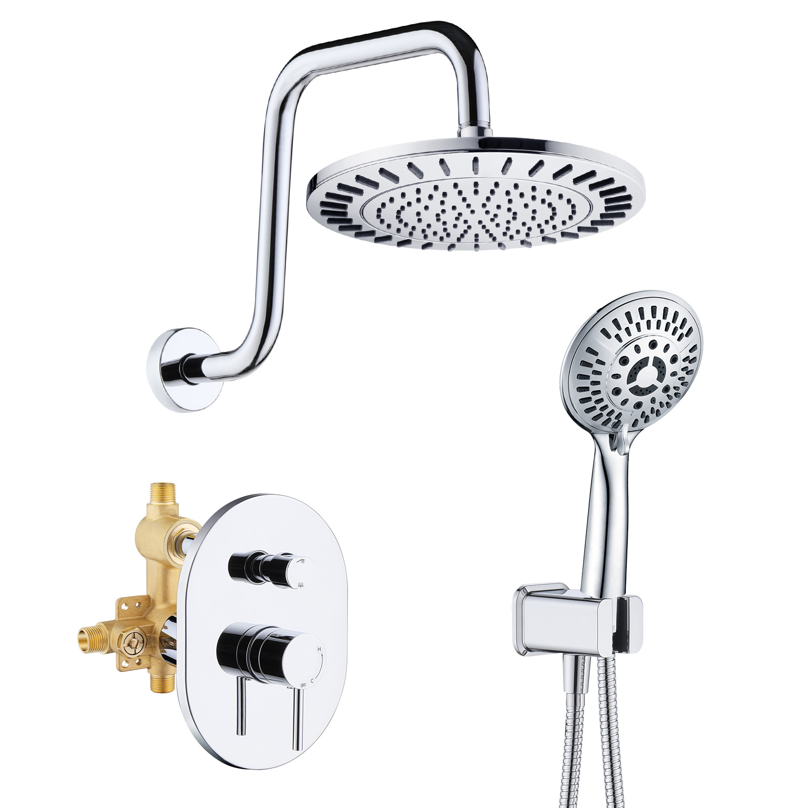 BRIGHT SHOWERS Shower Faucet Set, Shower Head System with Valve and Trim Kit gallery