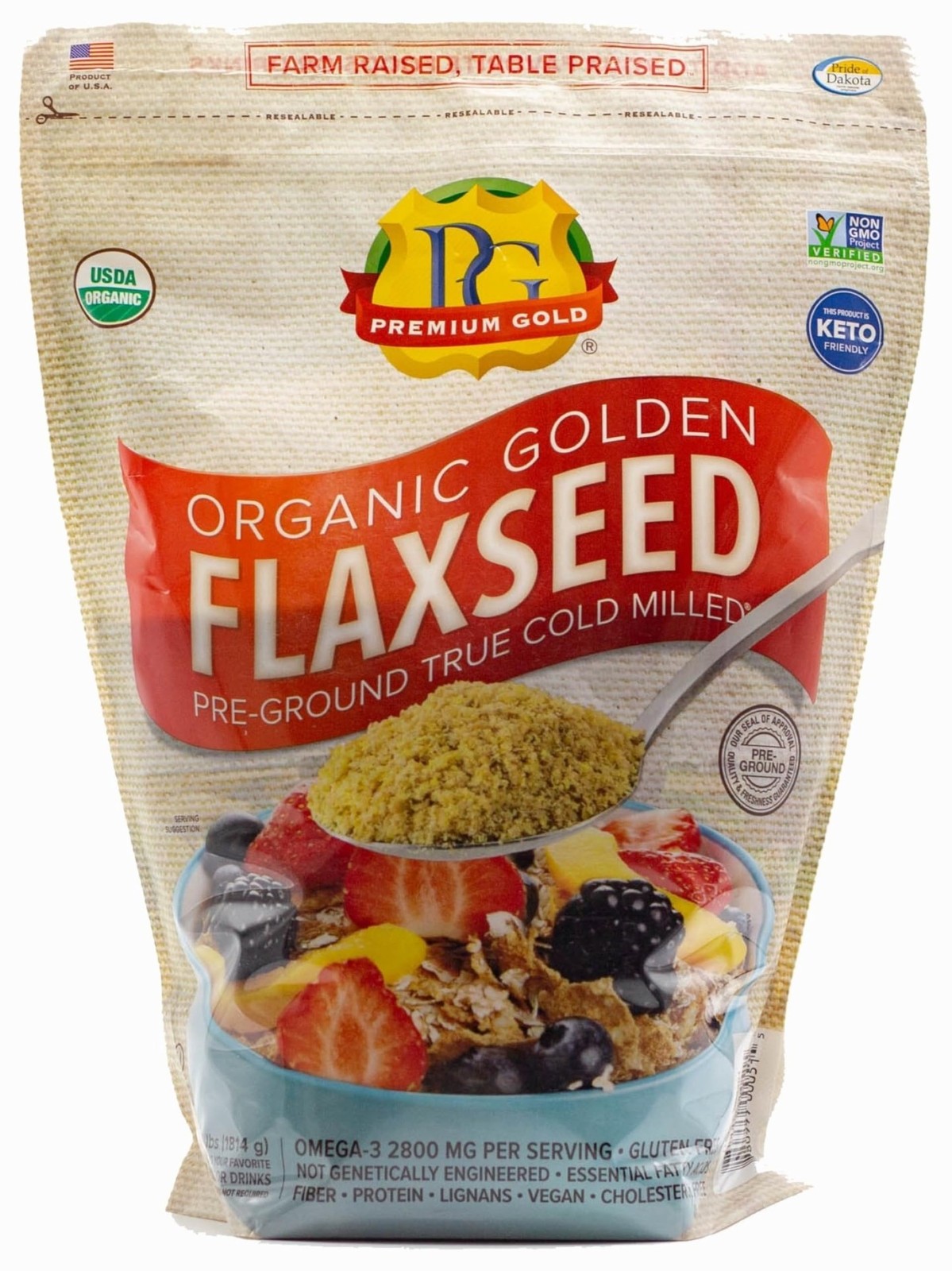 Premium Gold Organic Ground Flax Seed | 4 pounds | Omega 3 | High Fiber Food | gallery