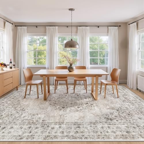 8x10 Area Rug Vintage - Large Washable Medallion Rugs - Low Pile gallery