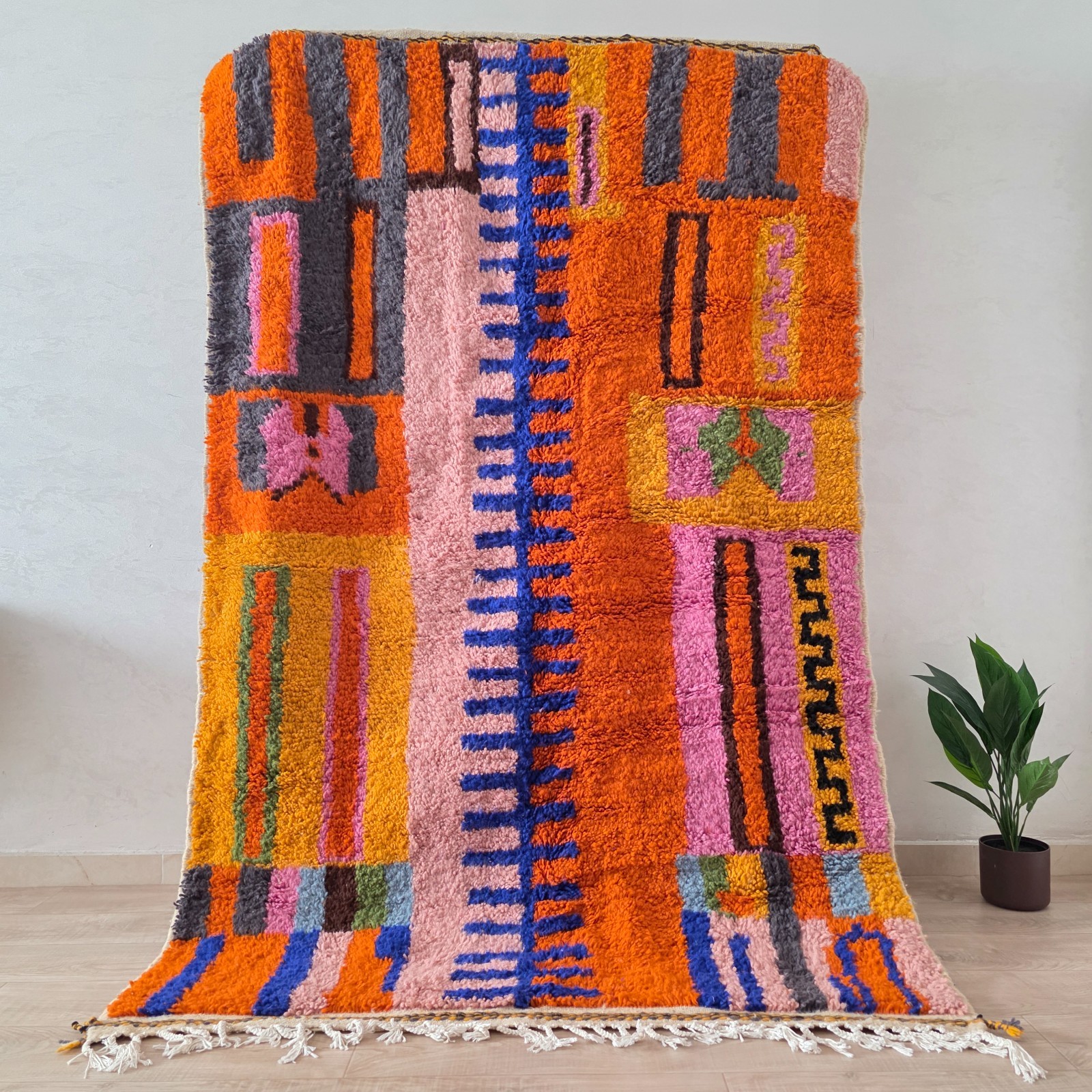 Handmade Moroccan Berber 4x6 ft – Modern Geometric Wool Carpet gallery