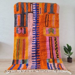 Handmade Moroccan Berber 4×6 ft – Modern Geometric Wool Carpet