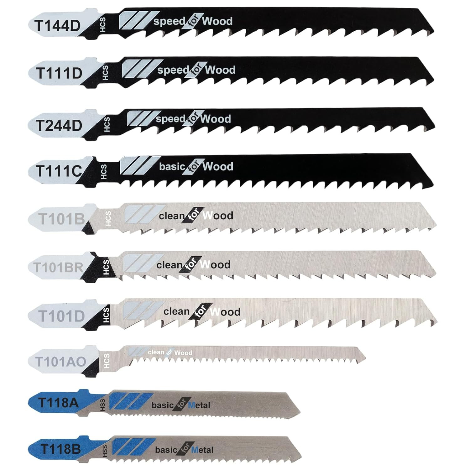 10 Pcs Assorted Jig Saw Blades, T-Shank for Wood, Metal and Plastic Cutting gallery