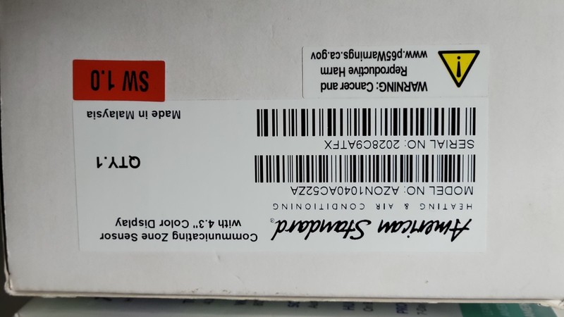AMERICAN STANDARD ACCULINK PLATINUM 1040 ZONE SENSOR AZON1040AC52ZA gallery