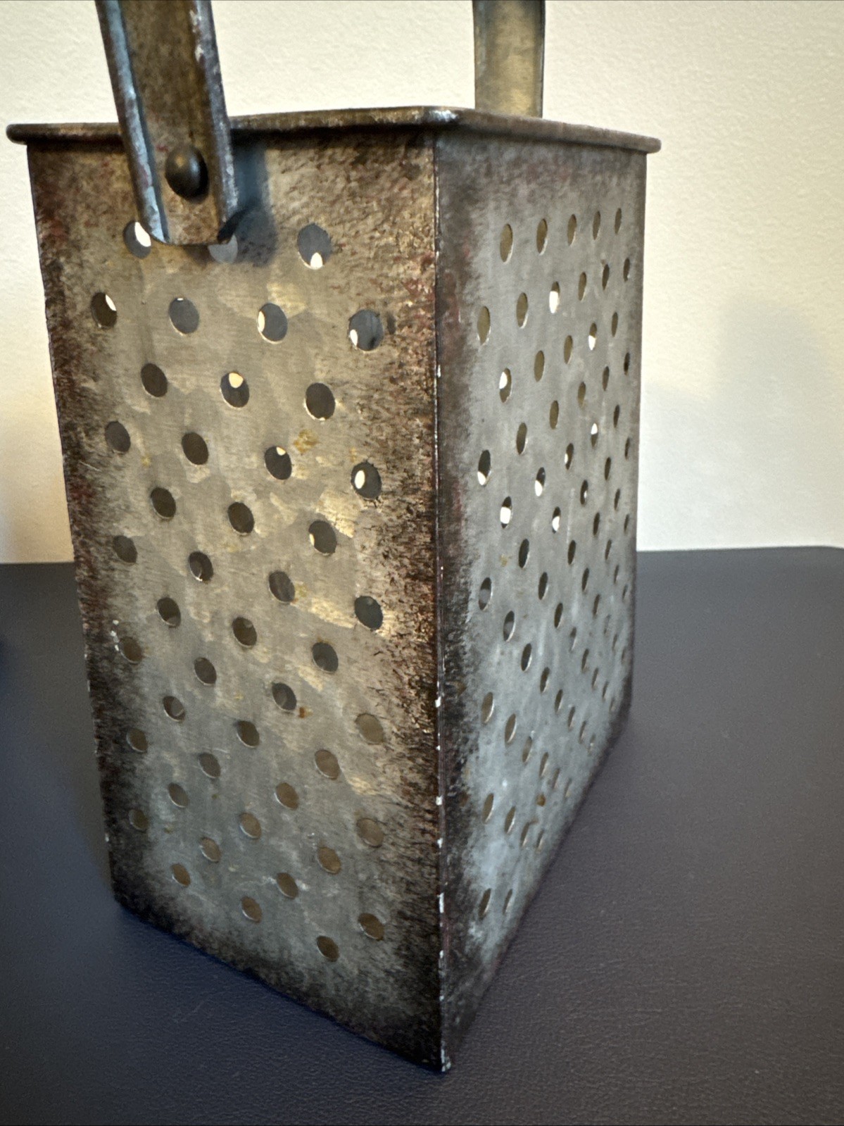 Galvanized Metal Grater Planter, Basket Utensil holder 10x6x4" Rustic Farmhouse gallery