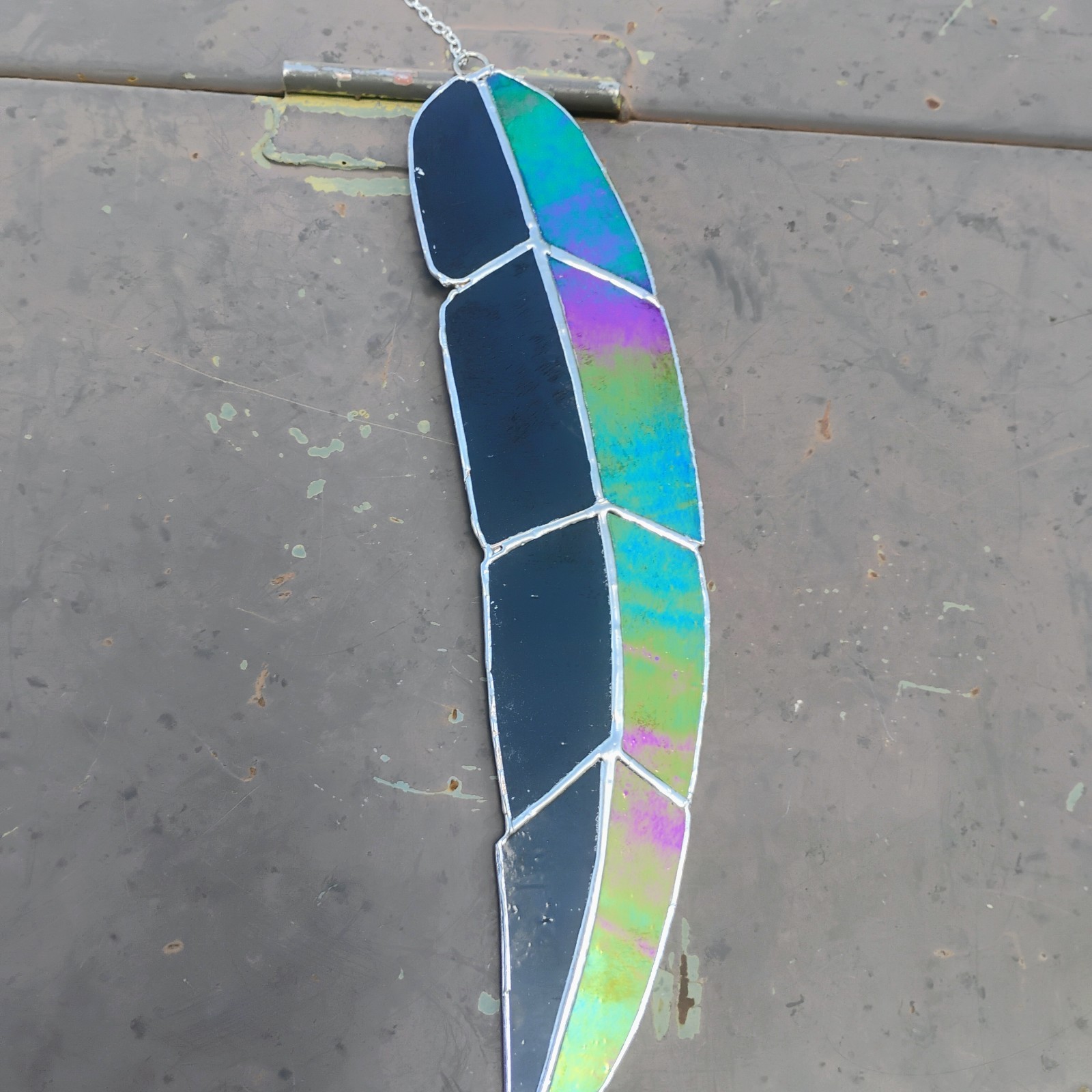 Handmade Iridescent Stained Glass Feather gallery