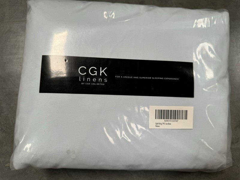 CGK SPLIT KING 7 piece sheet set, soft brushed microfiber, Ice Blue gallery