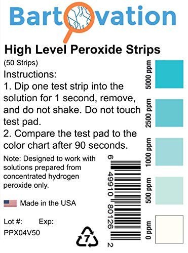 Very High Level Hydrogen Peroxide H2O2 Test Strips, 0-10,000 ppm [Vial of 50 ... gallery