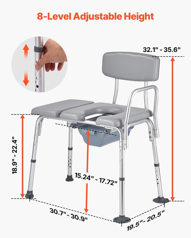 Bedside Commode Chair, 500 lbs Weight Capacity, 4-in-1 Portable Toilet and Raise gallery