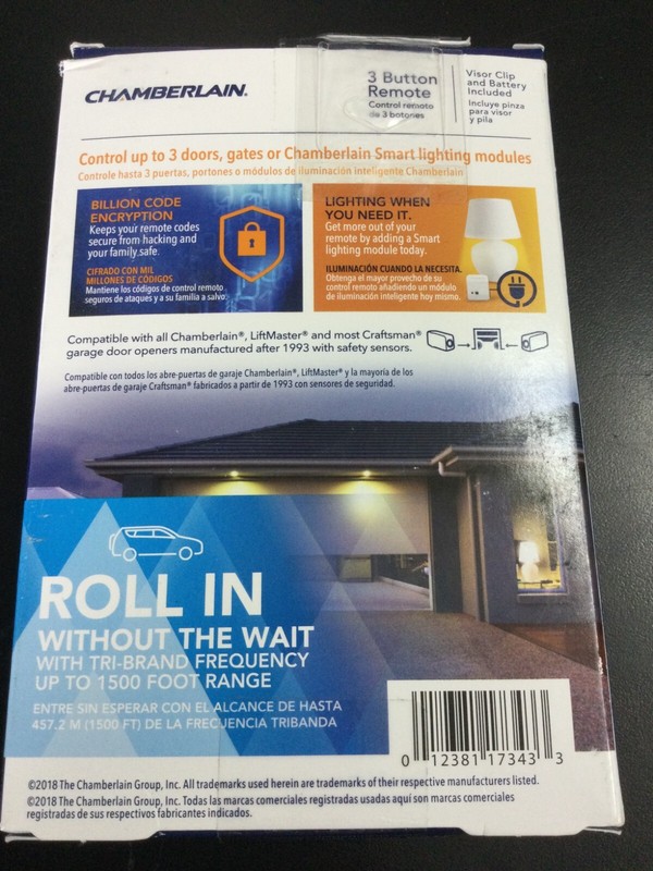 Chamberlain 953EV-P2 3 Button Garage Door Remote Black New 3433 gallery