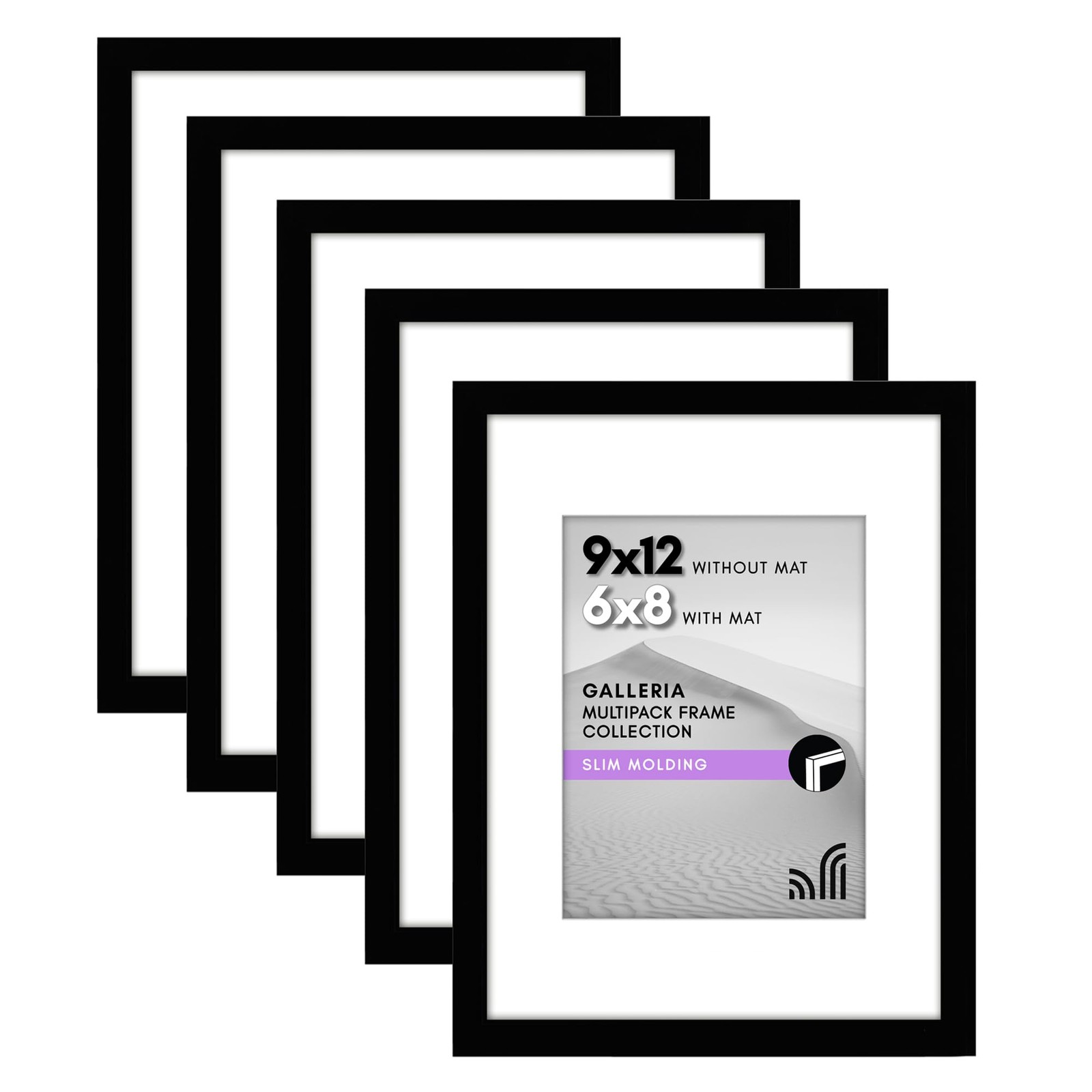 Americanflat 9x12 Picture Frame with Polished Plexiglass - Set of 5 - Use as... gallery