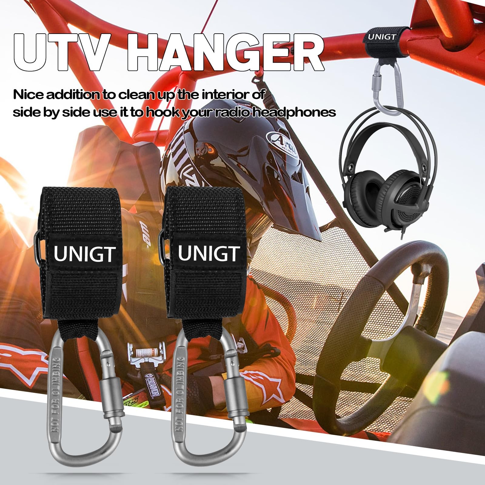 4 Pack UTV Hooks for Headsets, Helmets, Goggles Carabiner Accessory Hanger gallery