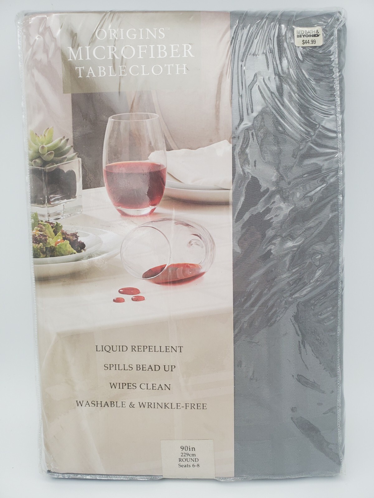 Origins Microfiber 90" In Round Spill Proof Gray Grey Tablecloth Round New gallery
