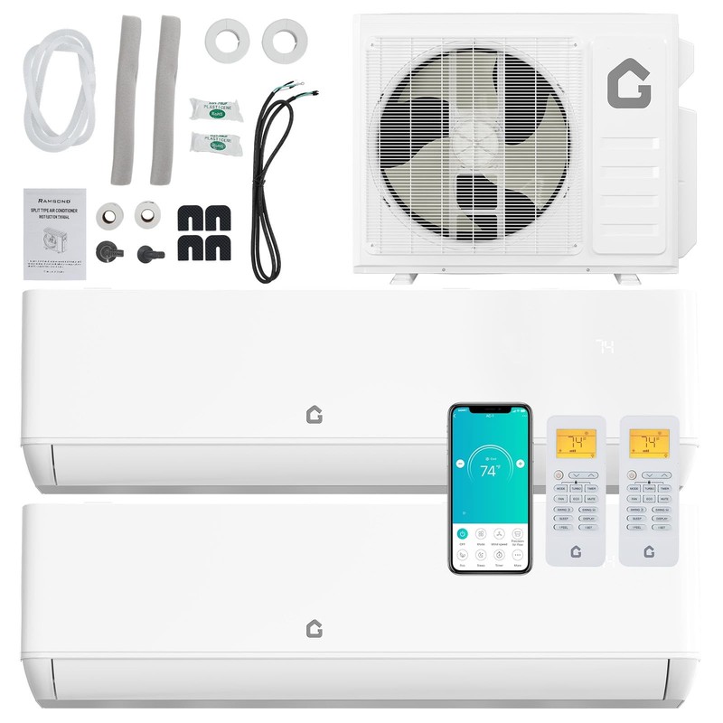 18000BTU Dual 2 Zone Mini Split Air Conditioner/Heating System(12K+12K) 24 Seer2 gallery