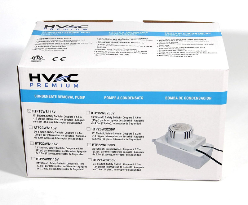 Condensate Removal Pump – Tank Pump 2.2L RTP15WS115V with 3/8" X 15' Pipe All in gallery