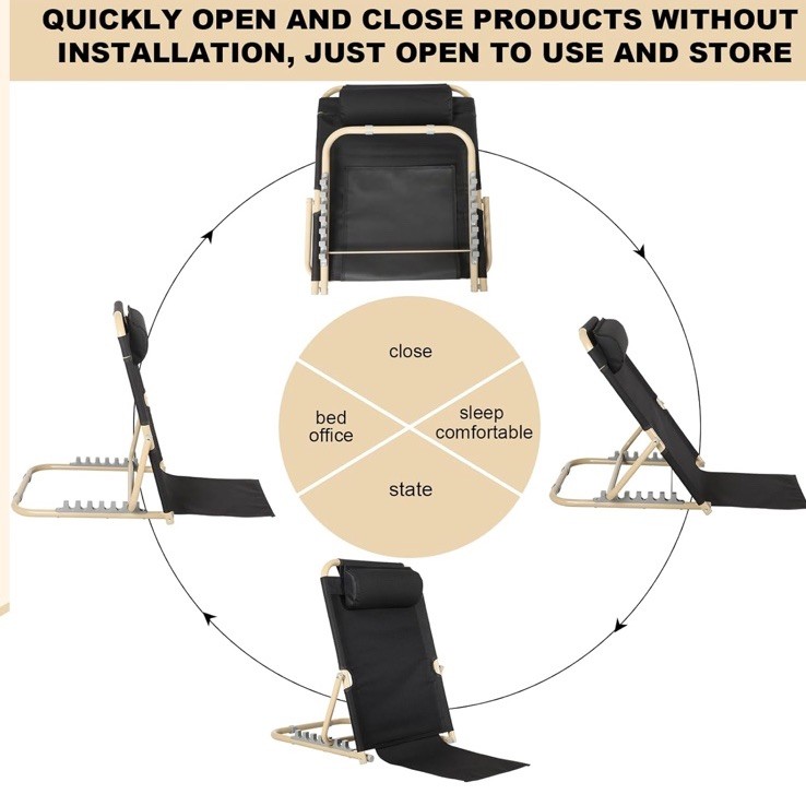 Adjustable Bed Backrest Sit Up Support Chair Pillow w Armrest Foldable 28.4” gallery
