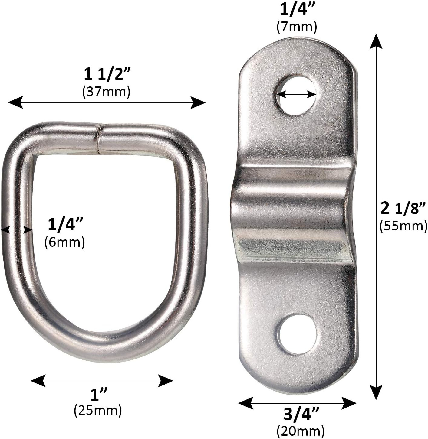 24 Pieces D-Ring Tie down 1/4 Inch 700 Lbs D-Ring Bracket Mounting Plate for Rat gallery