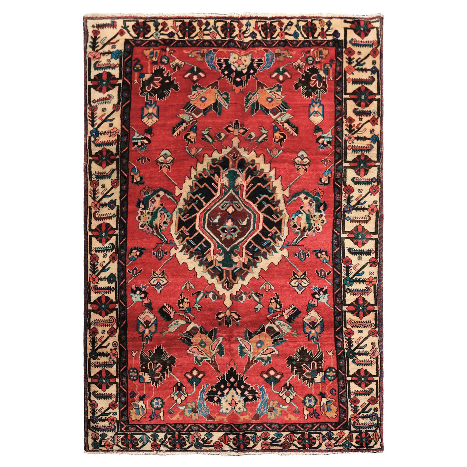 6'9"x9'8" Hand Knotted Wool Red Bakhtiari Plush Pile Vintage Vegetable dyes Rug gallery