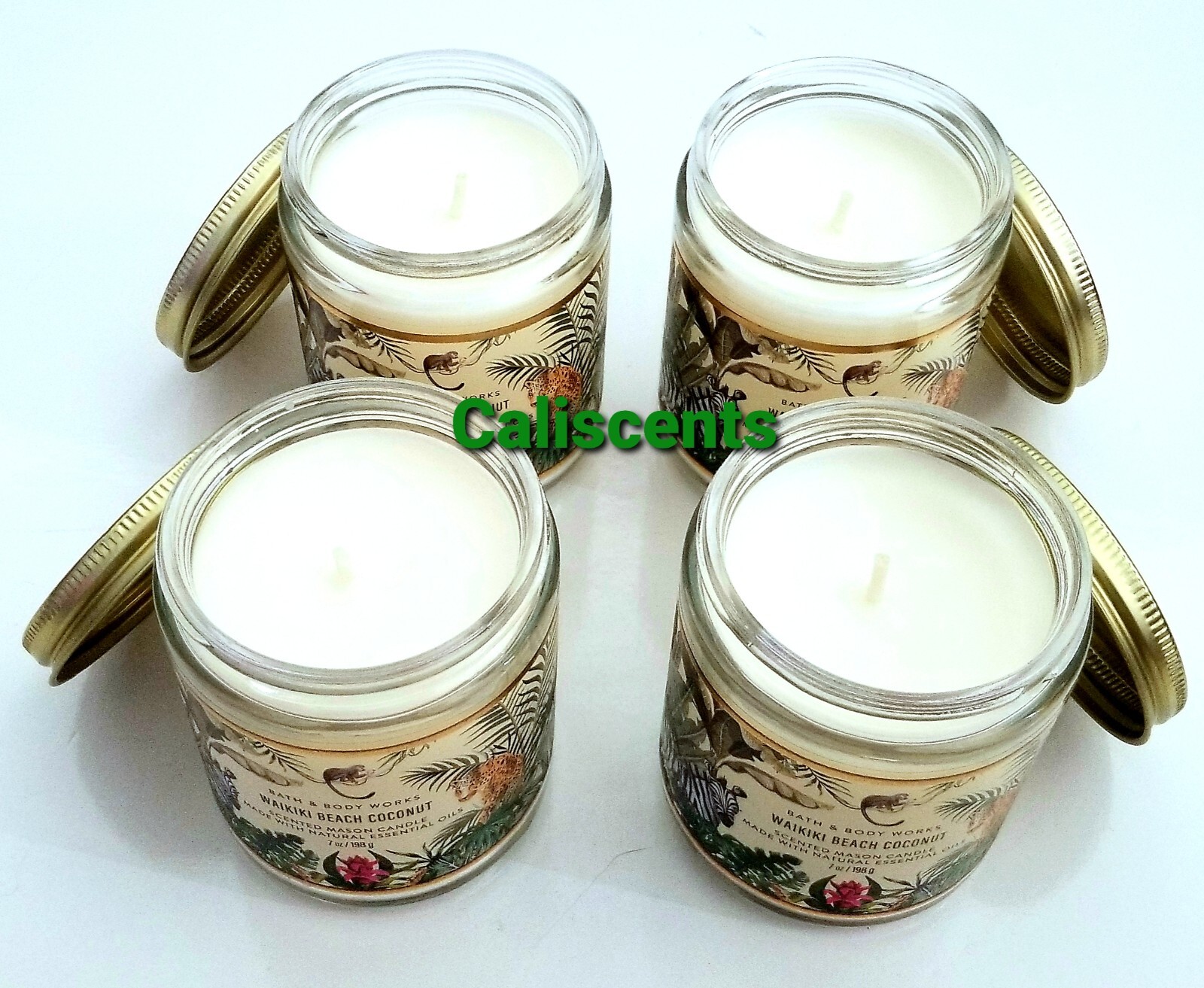 Bath & Body Works WAIKIKI BEACH COCONUT 7 oz Candles NEW X4 Burns 25-45 Hours gallery