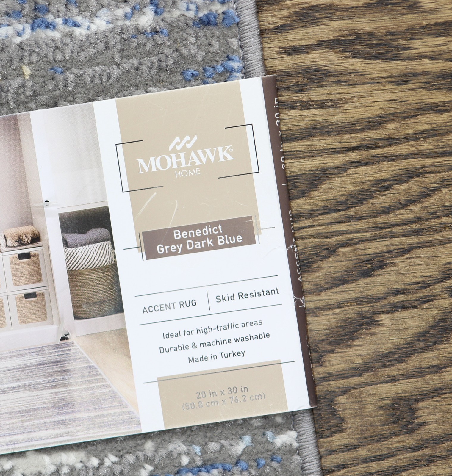 mohawk Skid Resistant Accent Rug Gray Dark Blue 20x30 gallery