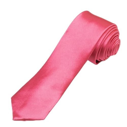 Men's Skinny Ties 2 Inch (5CM) Solid Pure Color Plain Slim Necktie Rose Red gallery