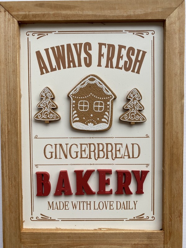 "Always Fresh Gingergread Bakery" Christmas Sign Table Top by Ashland NEW gallery