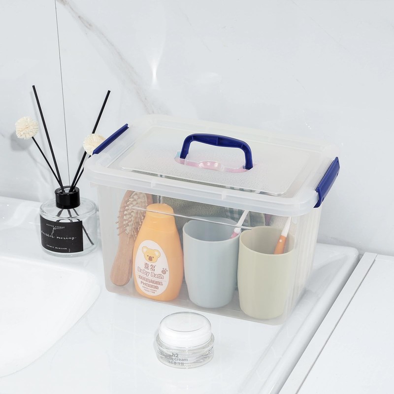 12 Liter Lidded Storage Bin with Handle, Latching Storage Box, Plastic Clear ... gallery