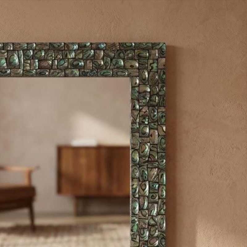 36" Handmade Abalone Shell Mirror Mother of Pearl Inlay Frame Iridescent Mosaic gallery