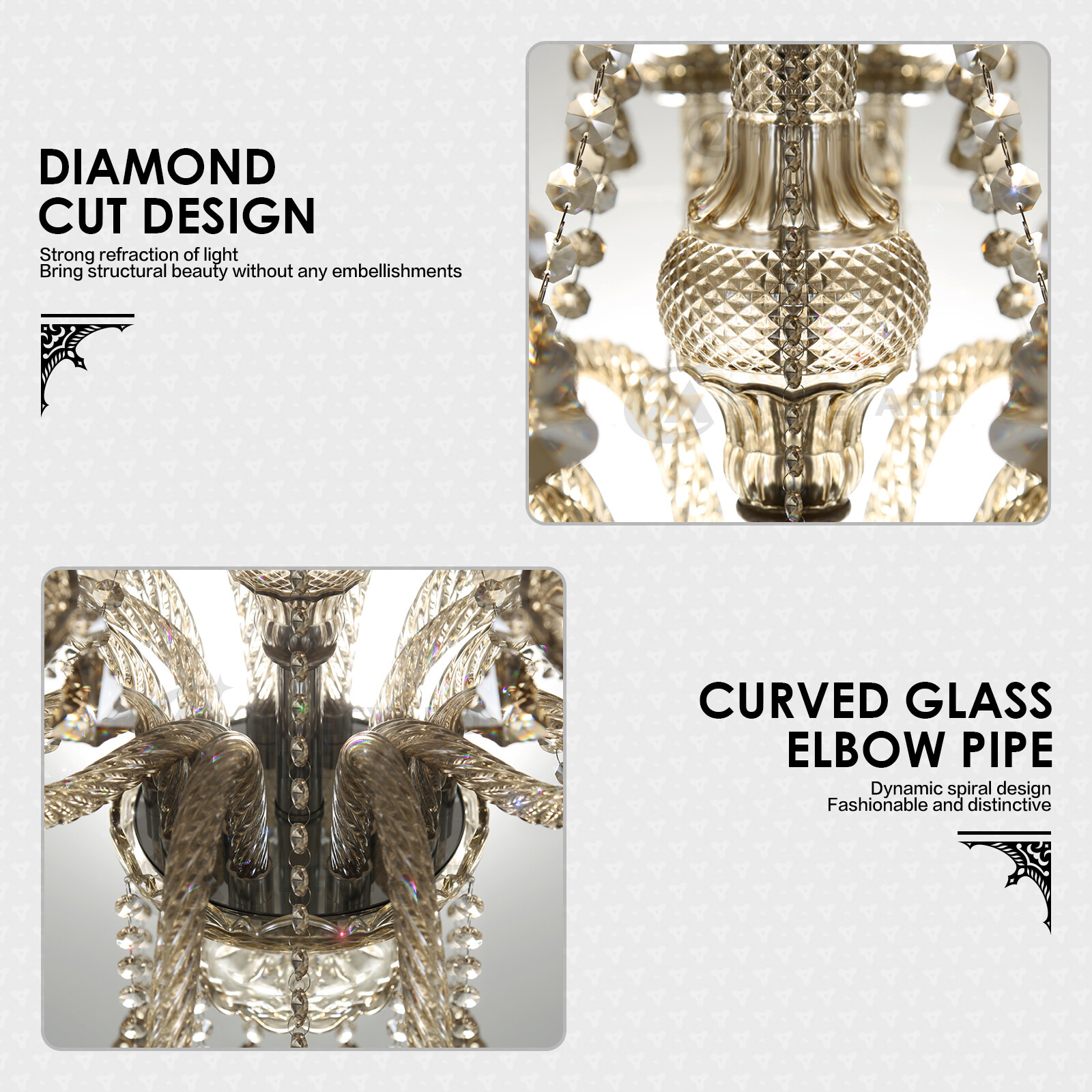 Elegant Crystal Glass Ceiling Pendant Lighting Fixture 4-15 Lights Chandelier US gallery