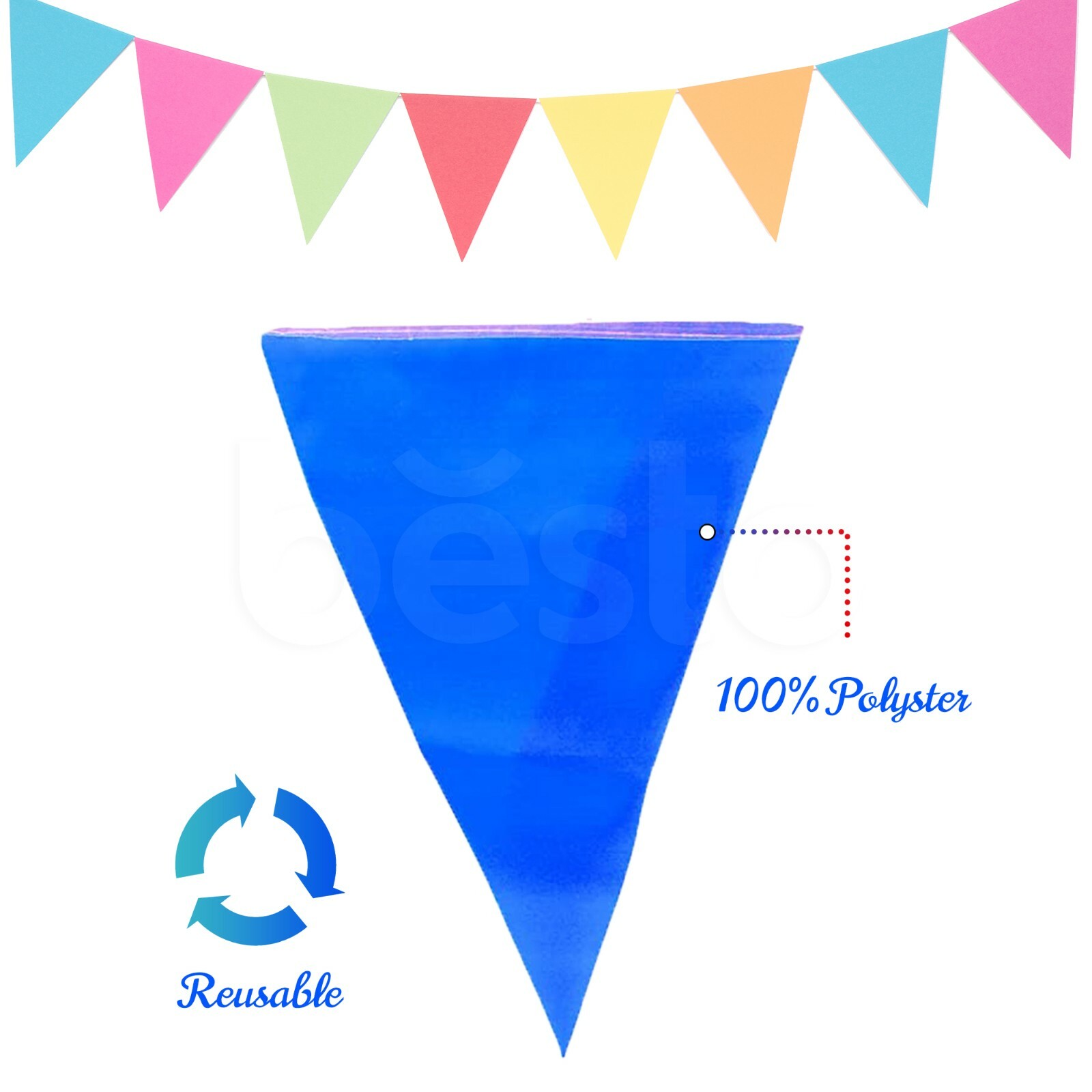 20x Bunting Flags Multi Coloured PVC Banner For Party Indoor Outdoor 10m/33feet gallery