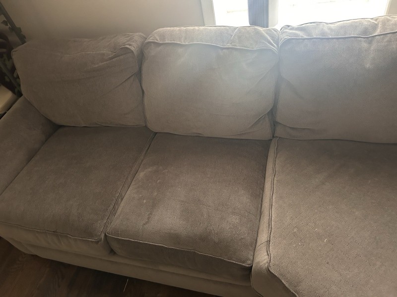 Gray Fabric Sectional Sofa w/ Chaise, Rolled Arms, Cushioned Back 96x47x32 gallery