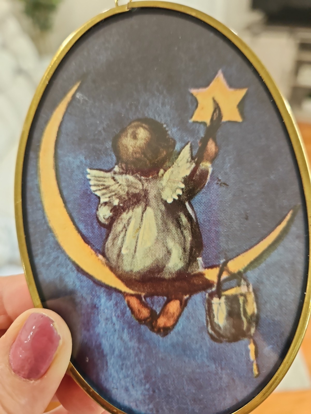 Celestial Stained Glass Sun Catcher 1995 Enesco Sun Moon Cherub Angel vtg gallery