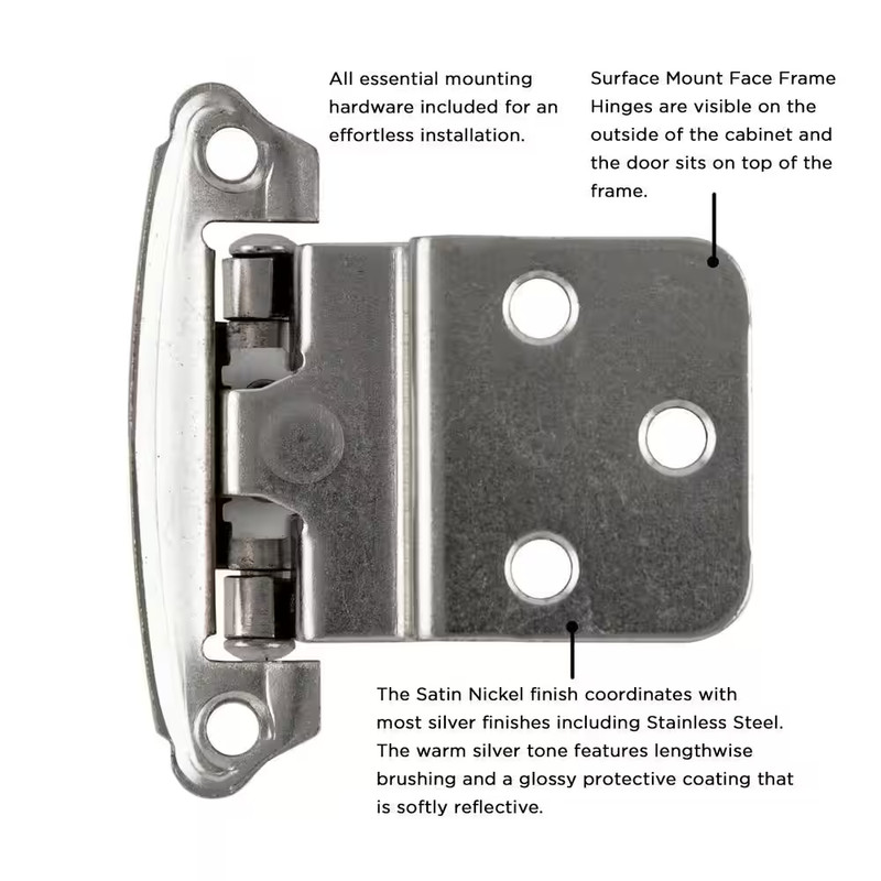 Surface Self-Close Variable Overlay, 3/8 In. Inset 170°Opening Face Frame Satin gallery