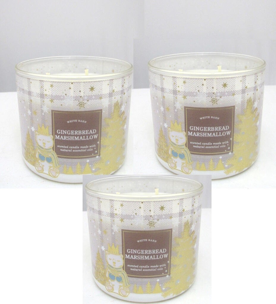 BATH & BODY WORKS WHITE BARN GINGERBREAD MARSHMALLOW 3WCK SCENTED CANDLE (3 PCS) gallery