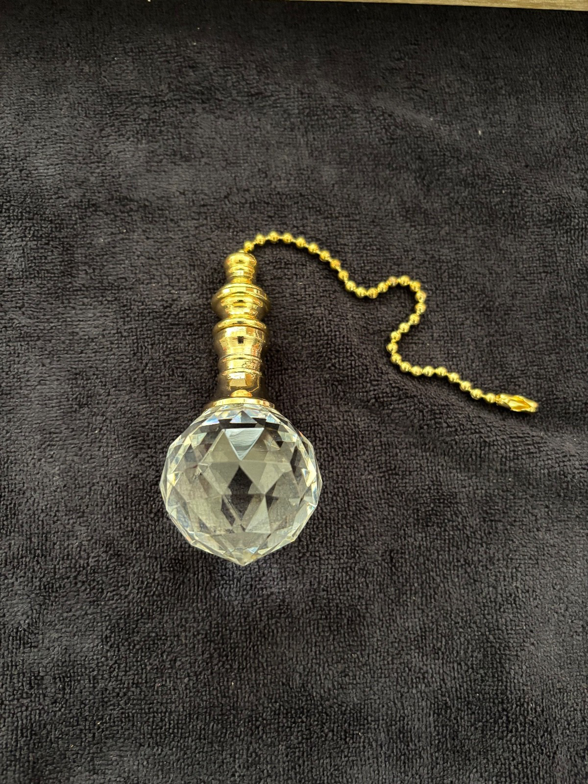 Glass and Metal Fan Light Pull - Gold Tone gallery