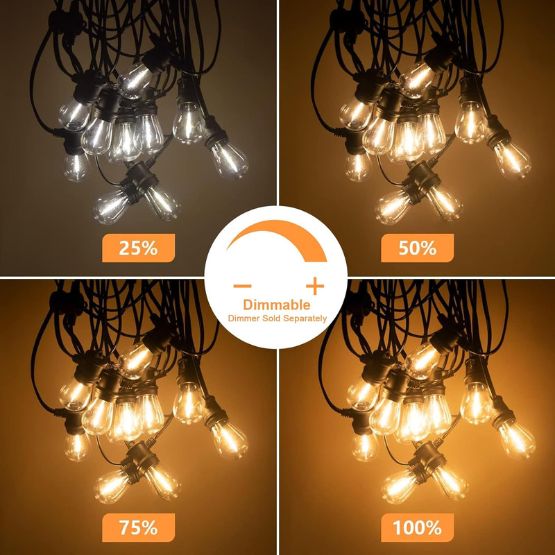 48FT LED Outdoor String Light, Connectable for Patio, Backyard, Garden, Party gallery