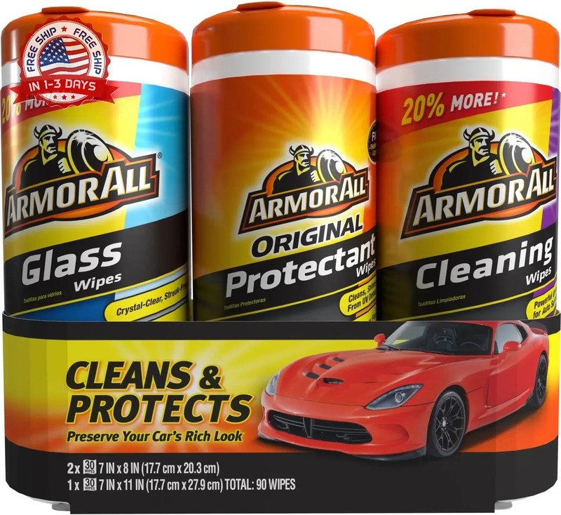 Armor All Car Interior Value Pack, 90 Count, Includes Auto Glass Cleaner, Cleani gallery