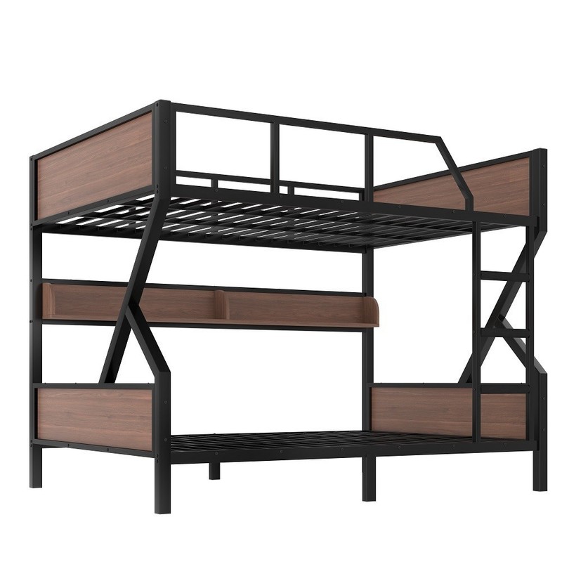 Queen Over Queen Bunk Bed with Storage, LED Lighting, Quiet Metal Frame gallery