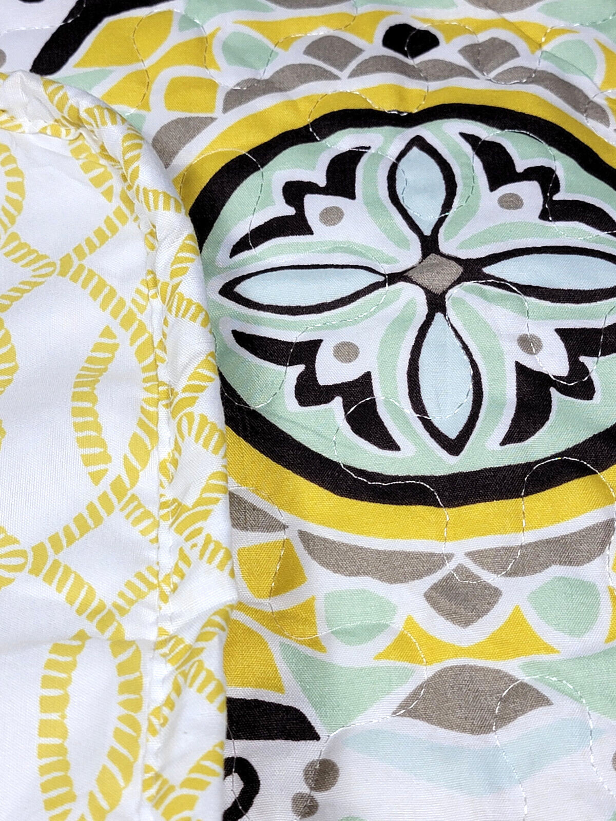 Retro Bohemian Mandala Pattern Standard Pillow Sham Mustard Yellow, Sage & Brown gallery