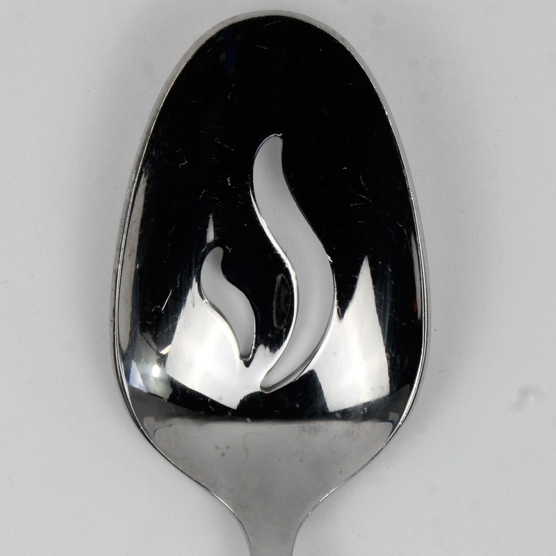 Oneida Silver Purity Pattern Pierced Serving Spoon 18/0 Stainless 8.25 Inches gallery