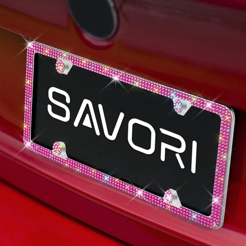 Bling License Plate Frames Stainless Steel 4 Holes 3 Row Slim Design with Car Li gallery