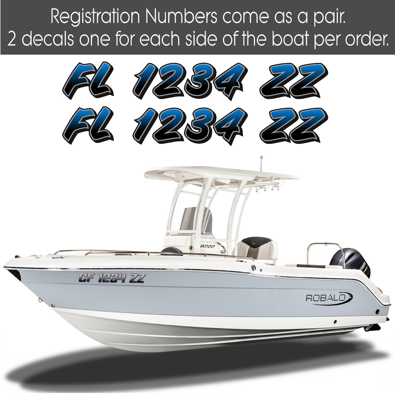 Boat Registration Numbers & Letters 2 Pack Custom 3" Boat & Jetski PWC Stickers gallery