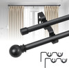 Black Double Window Curtain Rods 31 to 52 Inches, 5/8 Inch Diameter Dual Drapery gallery