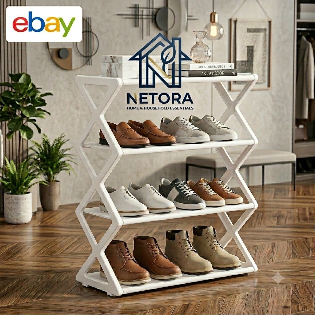 Foldable 4-Tier Shoe Rack Space Saving Freestanding Shoe Organizer gallery