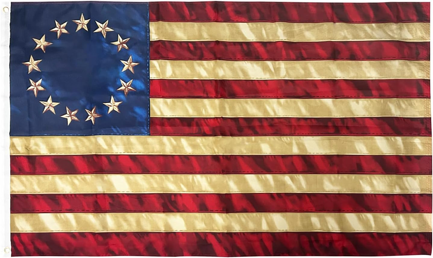 FRF Tea Stained 13 Stars American Flag Betsy Ross Flags 3X5 Vintage USA 1776 Ban gallery