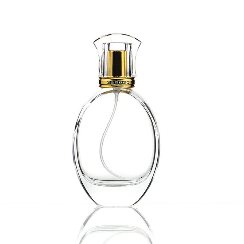 New Flat Oval 50ml +/- 5ml Glass Refillable Empty Atomizer Spray Bottle gallery