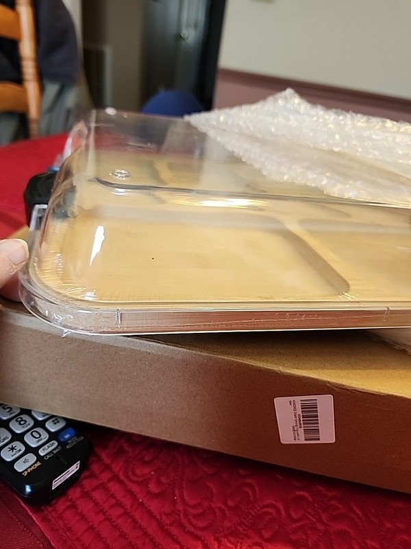 Acrylic Snack Tray with Base, Bamboo Tray with Clear Acrylic Cover, New In Box gallery