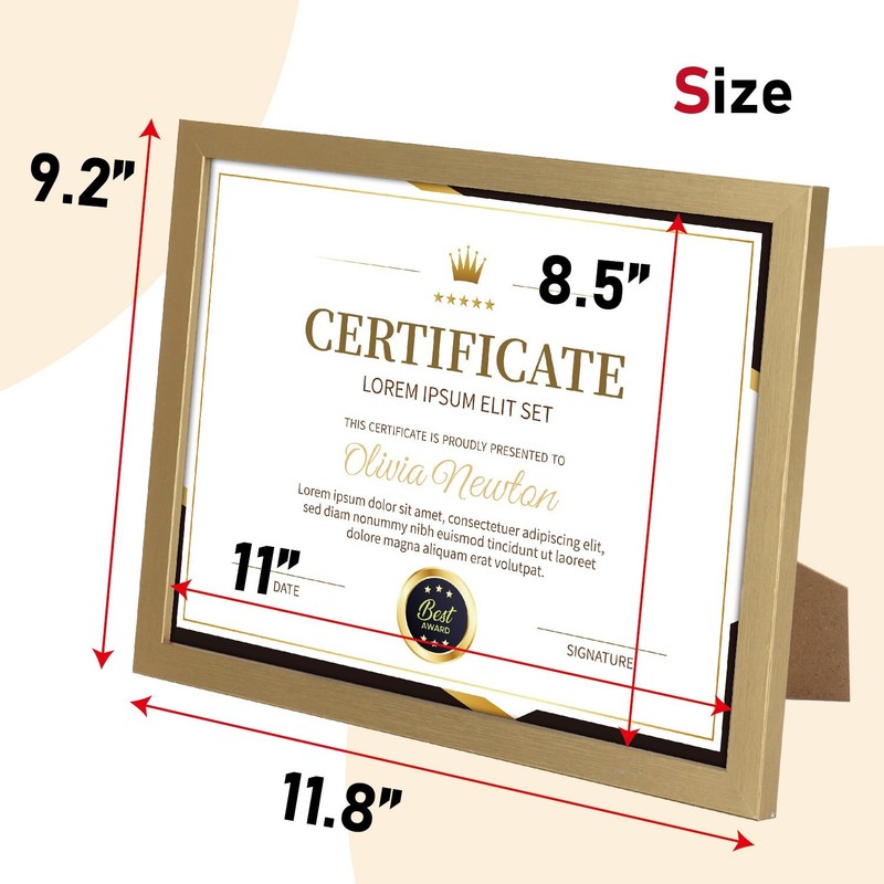 Certificate Frames Document frames 8.5x11 for Wall Or Tabletop , Set of 12 Gold gallery