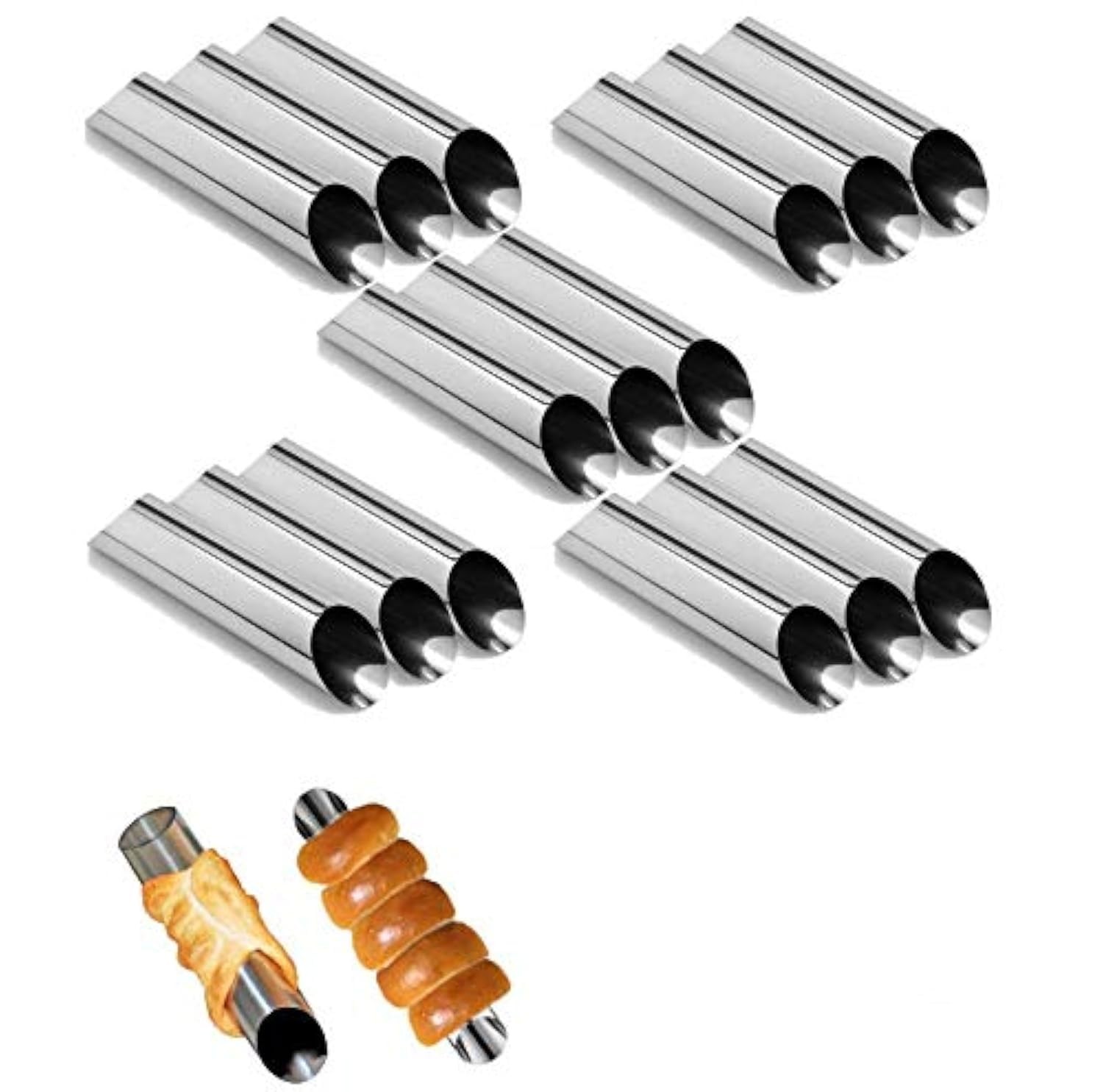 EUICAE Cannoli Tubes, 5 inch Large Stainless Tubes-5 inch, Silver gallery