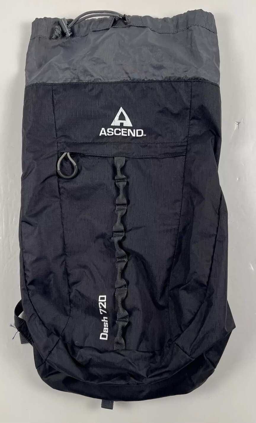 Ascend Dash 720 Waterproof Backpack Black Compact Hiking Camping Activewear